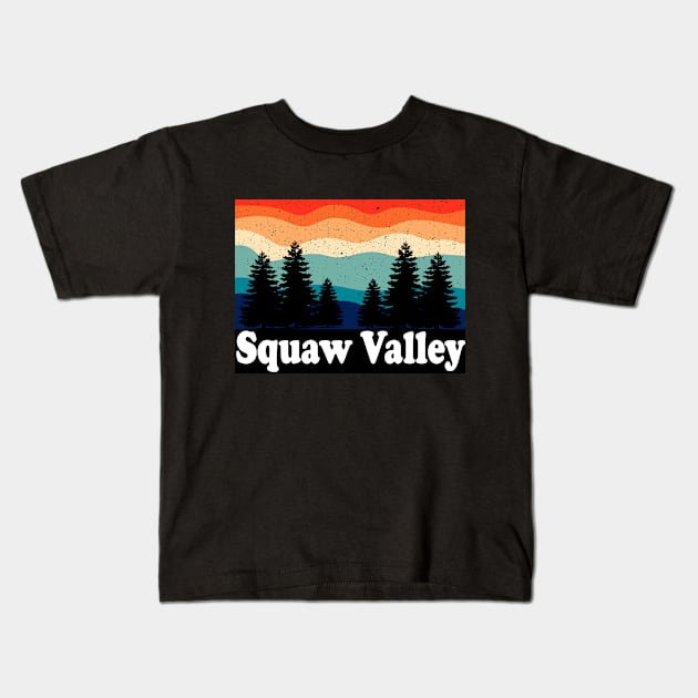 Vintage Squaw Valley California Forest Camping Kids T-Shirt by ChadPill